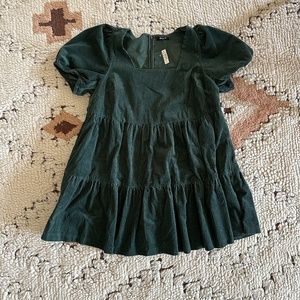 MADEWELL Corduroy Aidy Square-Neck Tiered Mini Dress (Sz 14)